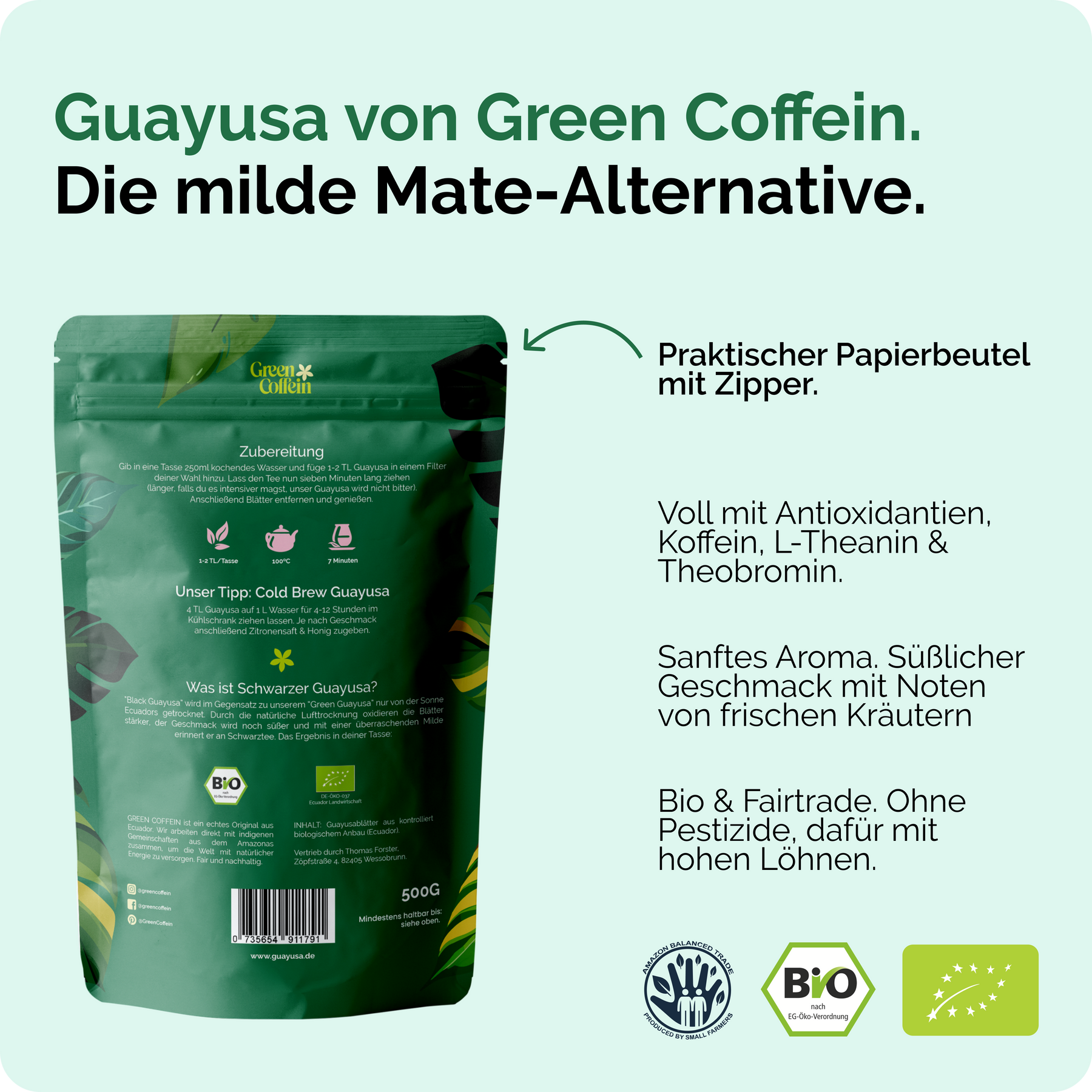 Black Edition - Bio Guayusa Tee. XXL-Vorratspackung - 500g