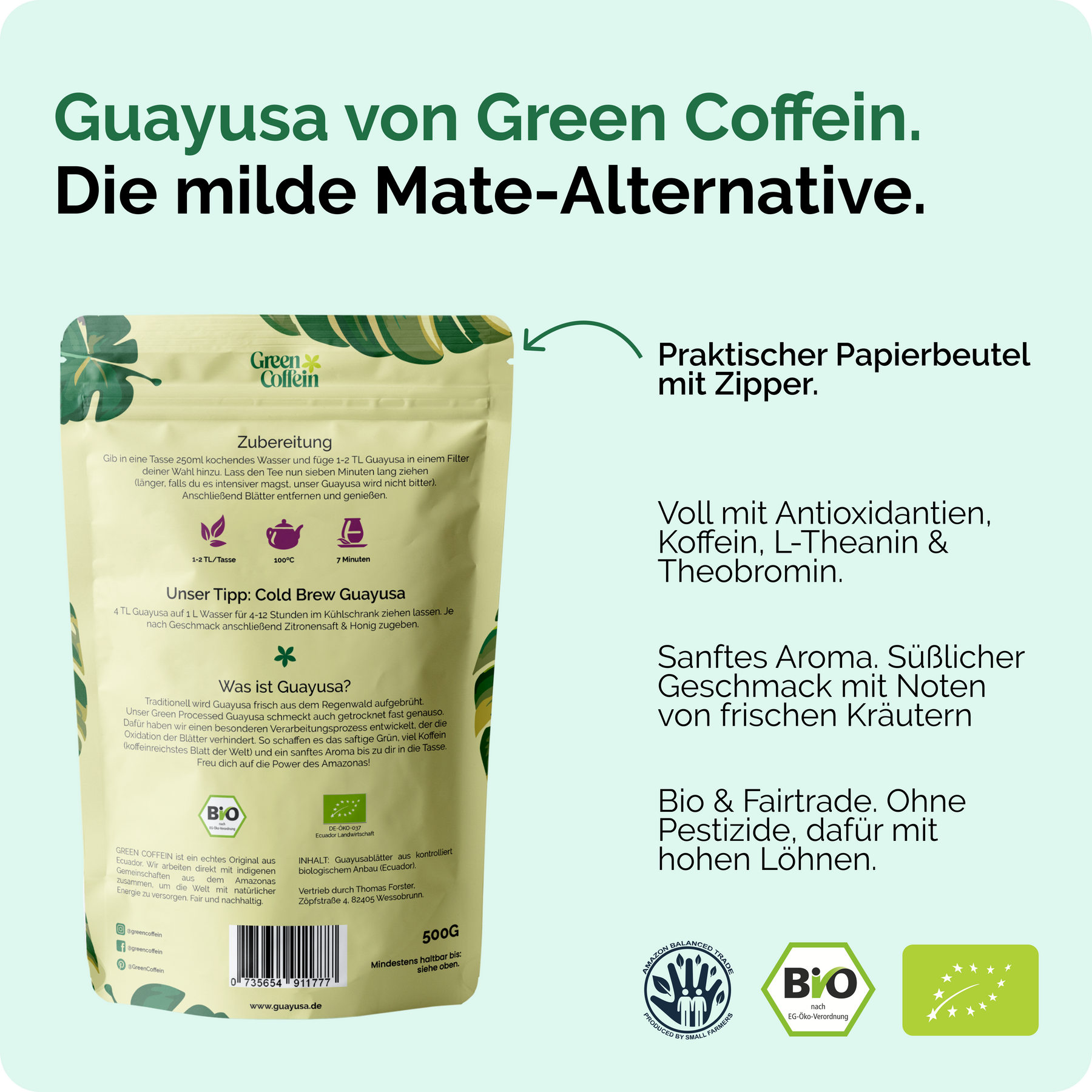 Bio Guayusa Tee. XXL-Vorratspackung - 500g